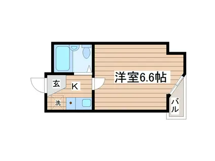 ベルシティ黒松(1K/4階)の間取り写真