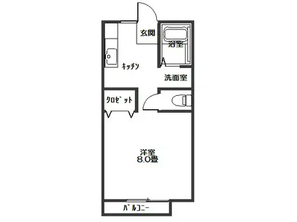 ワンルーム泉(1DK/1階)の間取り写真