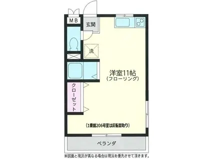 オネスティー大久保壱番館(ワンルーム/2階)の間取り写真