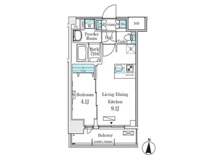 ディームス東陽町II(1LDK/7階)の間取り写真