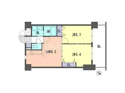 S-FORT福岡東(2LDK/9階)の間取り写真