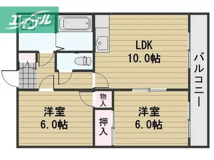 ピュアステージイタノ(2LDK/2階)の間取り写真