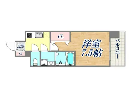 レジュールアッシュ神戸湊川公園(1K/2階)の間取り写真