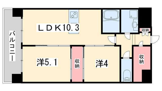 LIVECASA千本今出川(2LDK/7階)の間取り写真