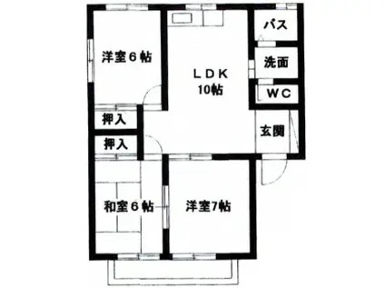 メゾンタカキA棟(3LDK/1階)の間取り写真