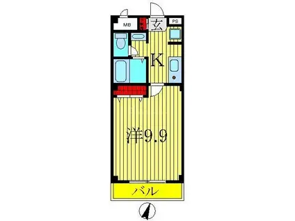 プレシア(1K/4階)の間取り写真