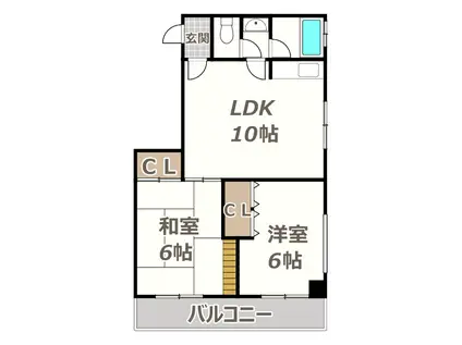 グランドハイツ長居(2DK/3階)の間取り写真