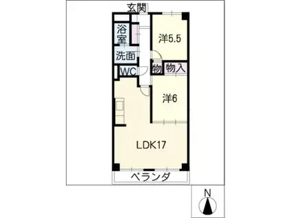 ラ・オーク三軒家(2LDK/3階)の間取り写真