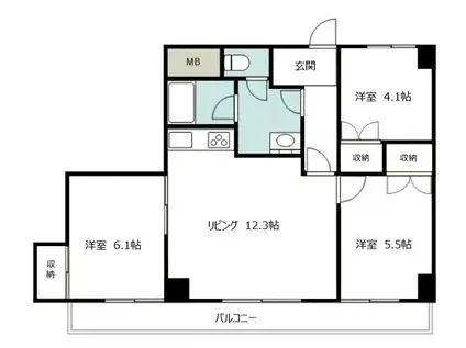 ハイライフ三田(3LDK/9階)の間取り写真