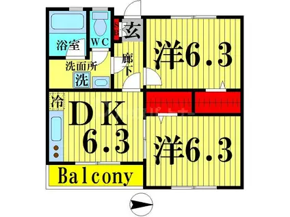 サンサーラ(2DK/1階)の間取り写真