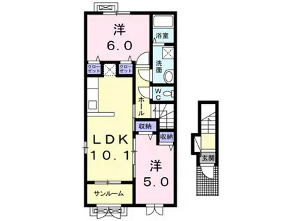 フェリス(2LDK/2階)の間取り写真
