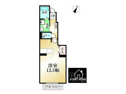 メイプレーヌ A(ワンルーム/1階)の間取り写真