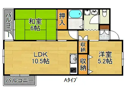 ボナール島田(2LDK/2階)の間取り写真