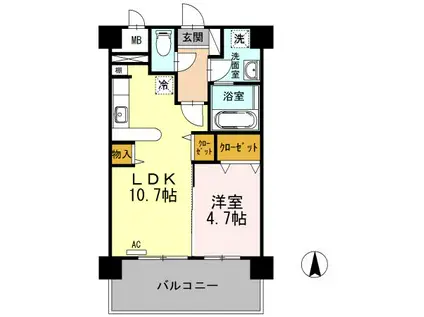 カンフォーラ松原(1LDK/8階)の間取り写真