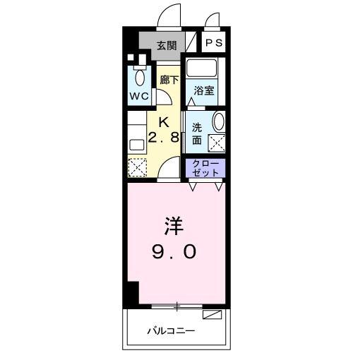 ゆちばな2泉崎(1K/2階)の間取り写真