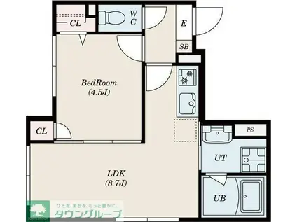 グローリオシェルト南烏山(1LDK/1階)の間取り写真