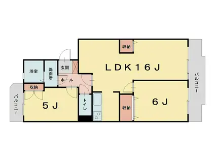 ソレーユ飯田岡(2LDK/3階)の間取り写真