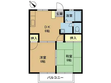 ハイツとまと(2DK/2階)の間取り写真