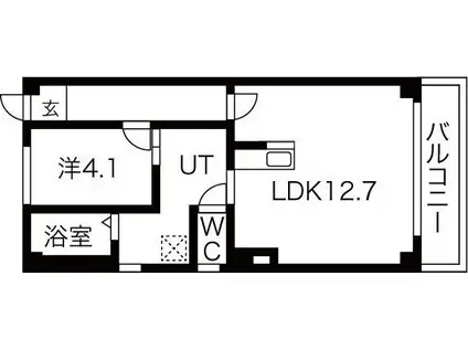BLOOM北山本町(1LDK/2階)の間取り写真