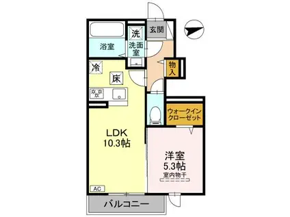 D-ROOM三田市南ヶ丘1丁目(1LDK/1階)の間取り写真