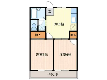 えいすうアームス(2DK/1階)の間取り写真