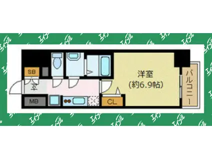 プレサンス丸の内アデル(1K/7階)の間取り写真