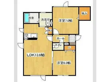 カーサセントロII(2LDK/2階)の間取り写真