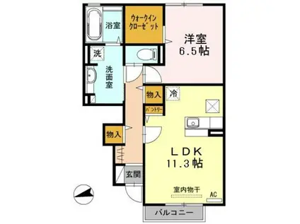 リッシュ宮内 II(1LDK/1階)の間取り写真