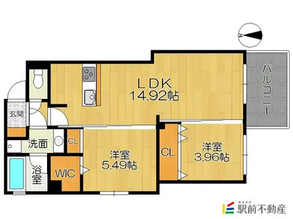大濠ラテ(2LDK/3階)の間取り写真