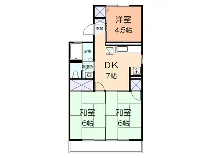 コーポ・ルミエール(3DK/1階)の間取り写真