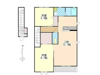 城山ヒルズ(2LDK/2階)の間取り写真