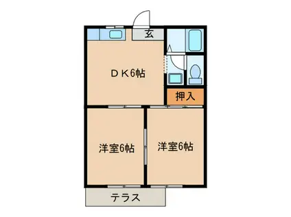 プレジール大和(2DK/1階)の間取り写真