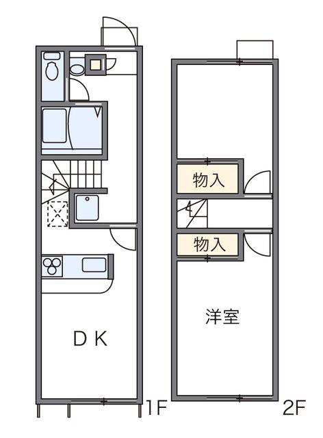 レオパレスあかし大久保(2DK/1階)の間取り写真