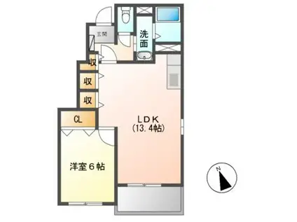 アスリート(1LDK/1階)の間取り写真