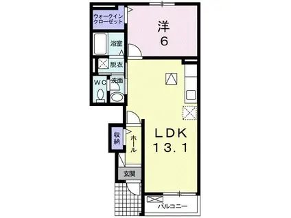 アルカディアA(1LDK/1階)の間取り写真