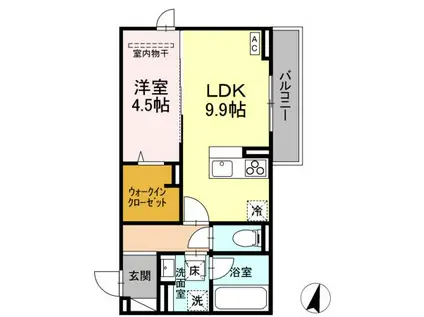D-ROOMCIX(1LDK/1階)の間取り写真