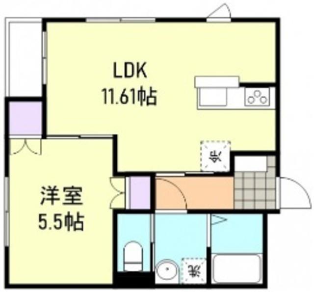 エレガントリオマル(1LDK/1階)の間取り写真