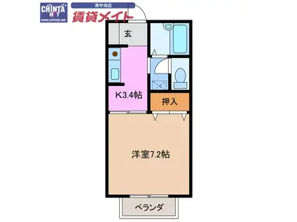 メゾンタイガ(1K/2階)の間取り写真