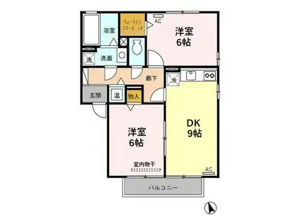 ピースアモールB(2DK/2階)の間取り写真