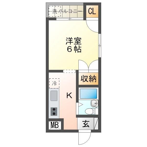 APARTMENTGRUS銭座(1K/2階)の間取り写真