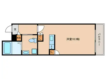 ザガーネットスウィートレジデンス清水五条E(ワンルーム/1階)の間取り写真