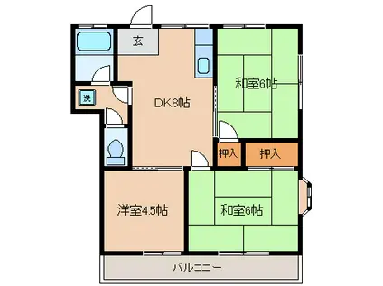 WHITE HOUSE(3DK/2階)の間取り写真