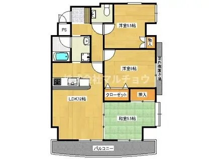 ウィステリア紀伊田辺(3LDK/5階)の間取り写真