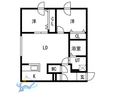 DAITO RESIDENCE 中央区役所前(2LDK/5階)の間取り写真