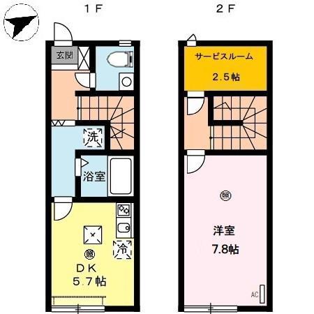 ル・フィオーレ B棟(1SDK/1階)の間取り写真