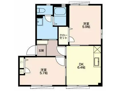 SUNMALL DAIBA C(2DK/1階)の間取り写真