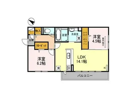 ラディアコート(2LDK/1階)の間取り写真