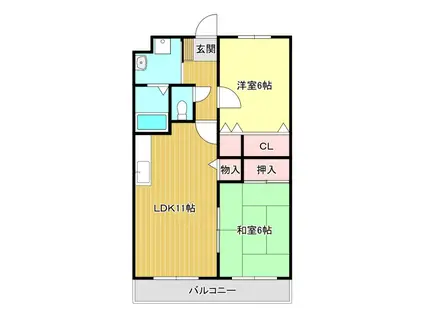 リベルテ曳馬(2LDK/2階)の間取り写真