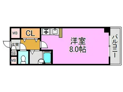 ハイグレース長田(ワンルーム/6階)の間取り写真