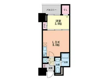 セレニテ本町グランテ(1LDK/10階)の間取り写真